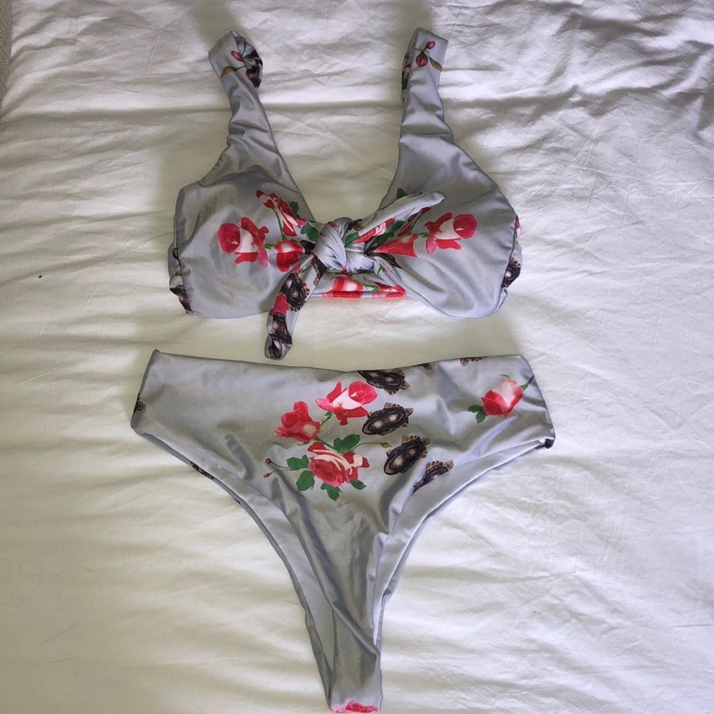 High waisted push up tie bikini